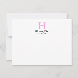 Sophisticated Elegant Hot Pink Monogram Card