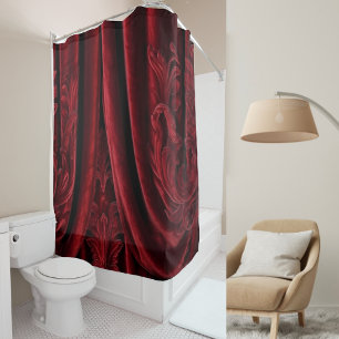 Sophisticated Elegant Luxury Maroon Velvet Wedding Shower Curtain