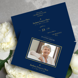 Sophisticated Elegant Minimalist Navy Blue Photo  Invitation