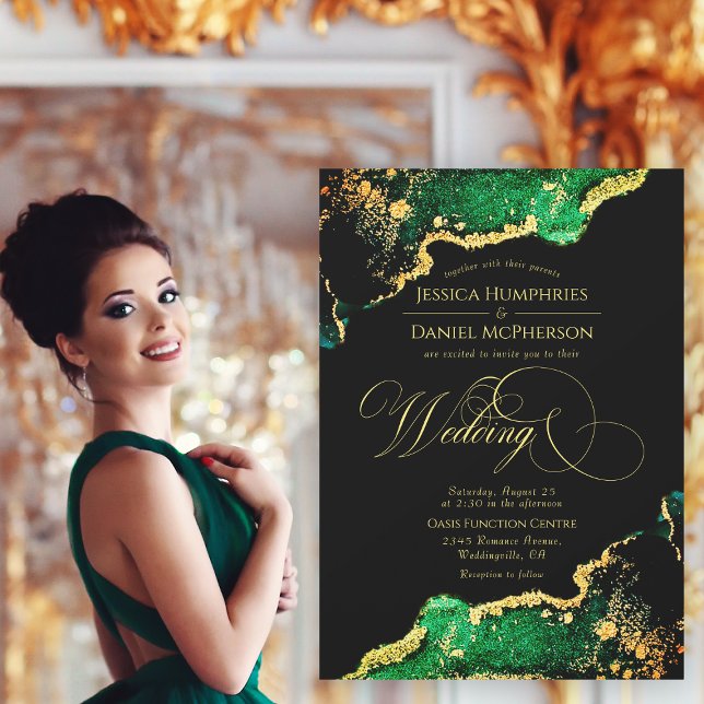 Sophisticated Emerald Green Bronze Invitation (Sophisticated Emerald Green Bronze Invitation)