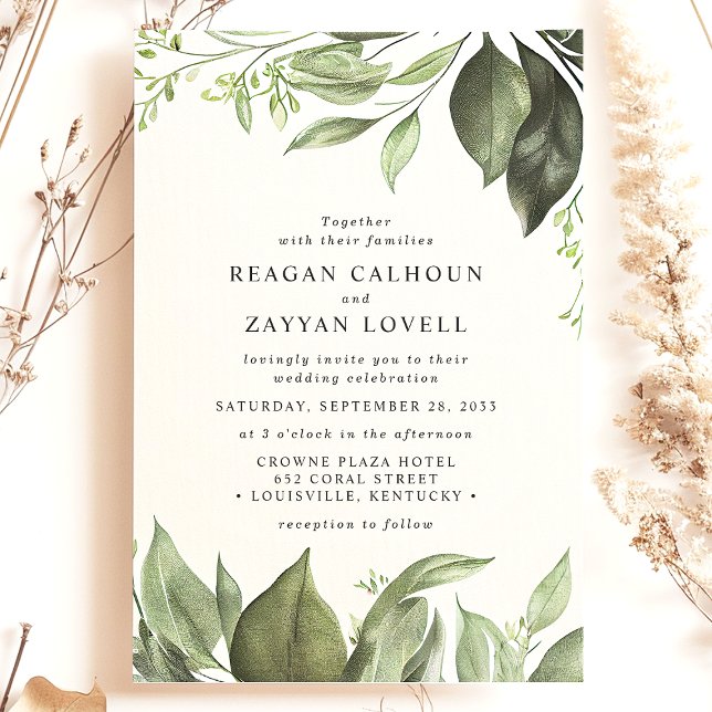 Sophisticated Eucalyptus Leaves Modern Wedding Invitation (Creator Uploaded)