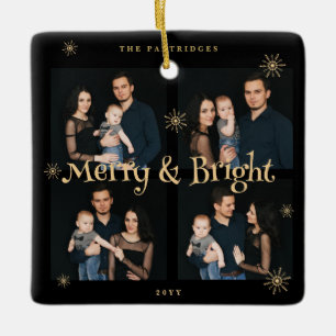 Sophisticated & Exquisite Black and Golden Collage Ceramic Ornament