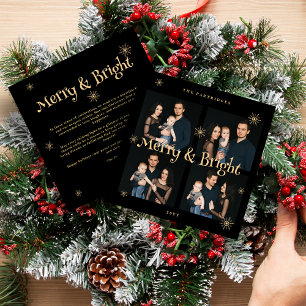Sophisticated & Exquisite Black and Golden Collage Holiday Card
