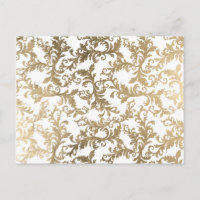 Sophisticated faux gold white floral damask