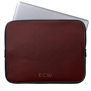 * Sophisticated Faux Stamped Mottled Brown Laptop Sleeve