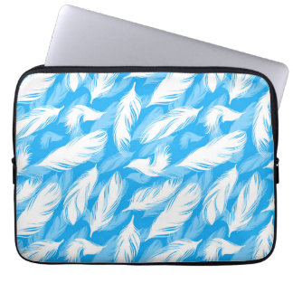 Sophisticated Feather Design On A Bright Blue  Laptop Sleeve