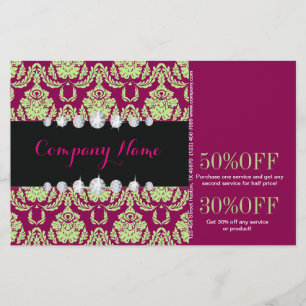 Sophisticated Feminine fashion fuschia damask Flyer