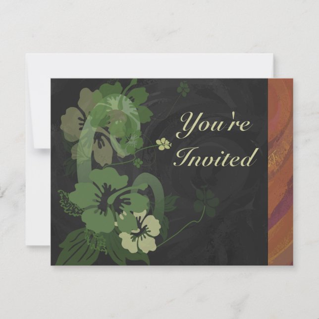 Sophisticated Floral Black Brown Party Invitation (Front)