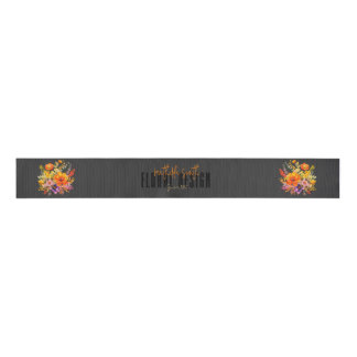 Sophisticated Floral Design Black Orange Flowers  Grosgrain Ribbon