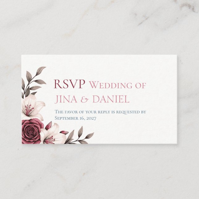 Sophisticated Floral Micro-Wedding Suite Enclosure Card (Front)
