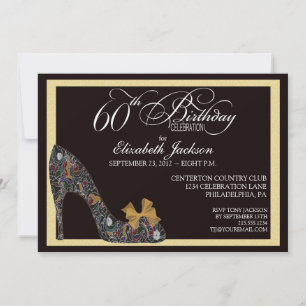 Sophisticated Floral Shoe 60th Birthday Invitation
