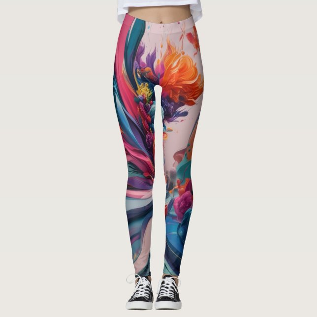 Sophisticated Flow: AI-Generated Pattern Leggings (Front)