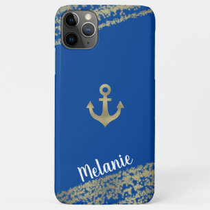 Sophisticated Foil Gold Edges Sailor Marine Blue iPhone 11 Pro Max Case