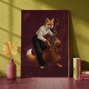 Sophisticated Fox Playing Cello Musical Instrument Poster