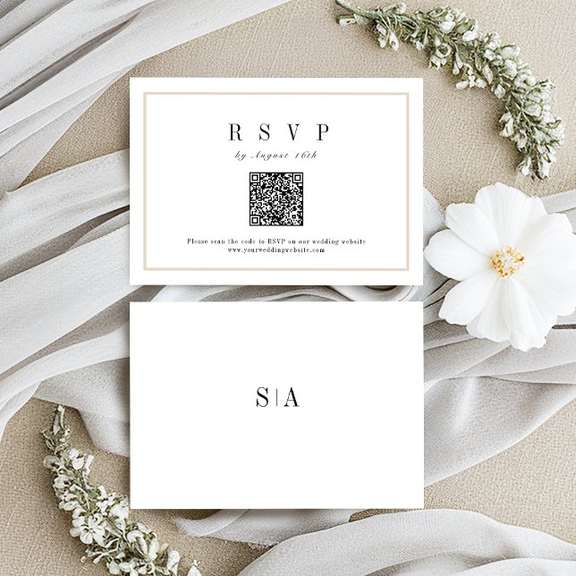 Sophisticated frame minimalist wedding QR code RSVP Card (Sophisticated frame minimalist wedding QR code RSVP Card)