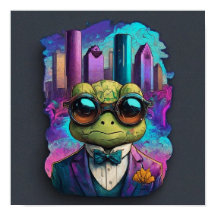 Sophisticated Frog in the City (Houston) Poster