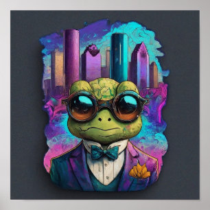 Sophisticated Frog in the City (Houston) Poster