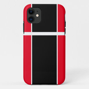 Sophisticated Fun Black Red White Racing Stripes iPhone 11 Case