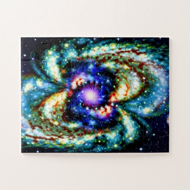 Sophisticated fun cosmic galaxy night sky party jigsaw puzzle (Horizontal)