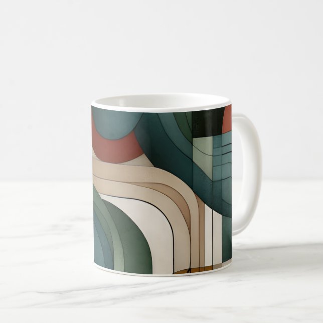 Sophisticated Geometric Abstract - Earthy Tones  Coffee Mug (Front Right)