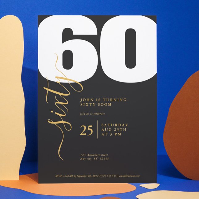 Sophisticated Gold Calligraphy Birtday Invitations (Creator Uploaded)