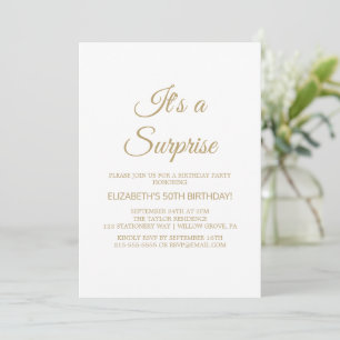 Sophisticated Gold Calligraphy Surprise Party  Invitation