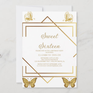 Sophisticated Gold Calligraphy Sweet Sixteen  Invitation