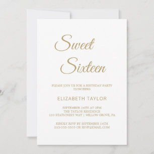 Sophisticated Gold Calligraphy Sweet Sixteen  Invitation