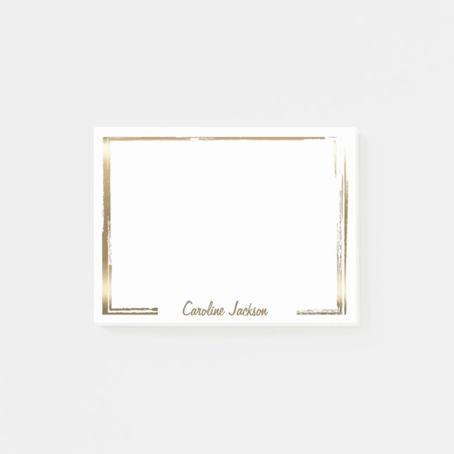 Sophisticated gold frame personalised post-it notes (Front)