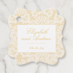 Sophisticated Gold Lace Elegant Wedding Square Favour Tags