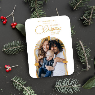 Sophisticated Golden Arch Photo Merriest Christmas Magnet