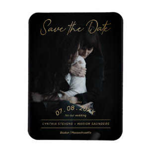 Sophisticated Golden Script Photo LGTB Wedding Magnet