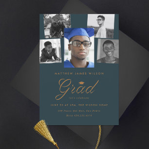 Sophisticated Grad Photo Collage Graduation Party  Announcement