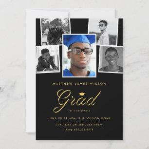 Sophisticated Grad Photo Collage Graduation Party  Announcement