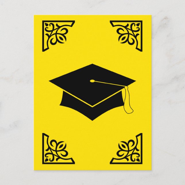 sophisticated graduation cap announcement postcard (Front)