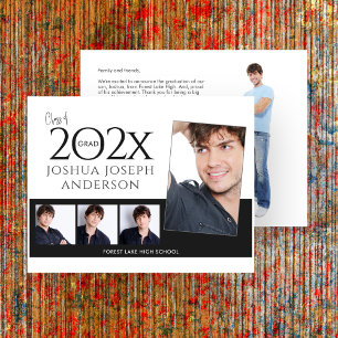 Sophisticated Graduation Photo Collage Black Card