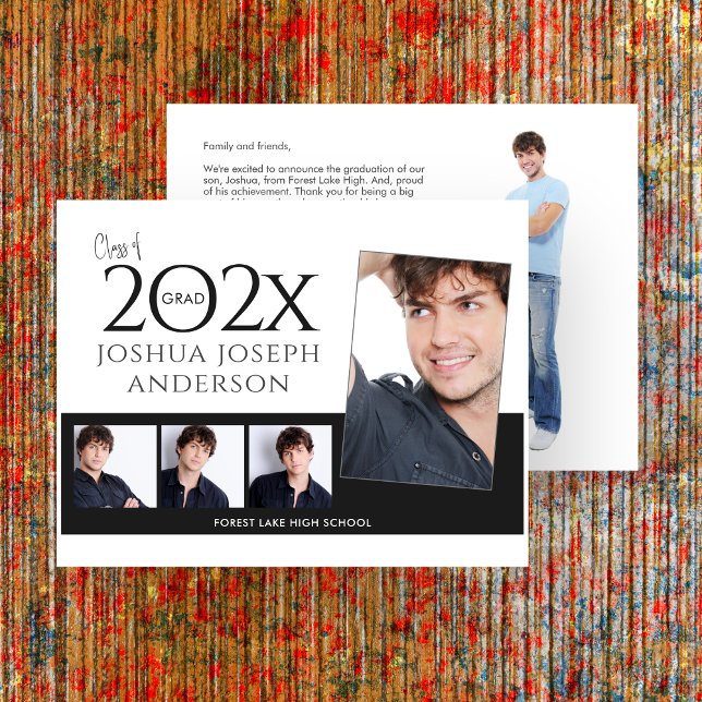 Sophisticated Graduation Photo Collage Black Card (Creator Uploaded)