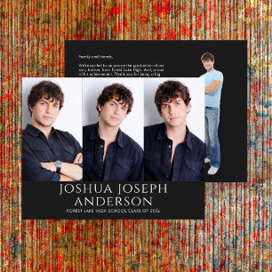 Sophisticated Graduation Three-Photo Black Card
