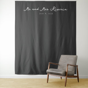 Sophisticated Gray Calligraphy Tapestry