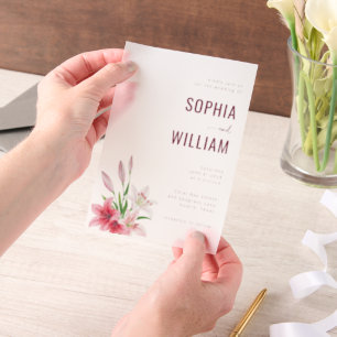 Sophisticated Gray Floral Wedding Vellum Invitations