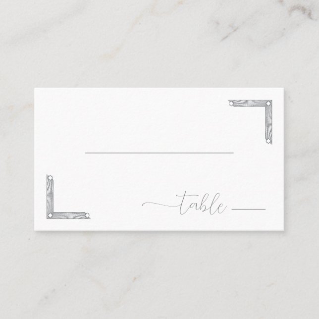 Sophisticated Gray Geometric Brackets Place Card (Front)