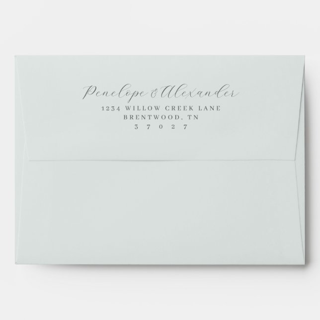 Sophisticated Gray Minimalist Calligraphy Envelope (Back (Top Flap))