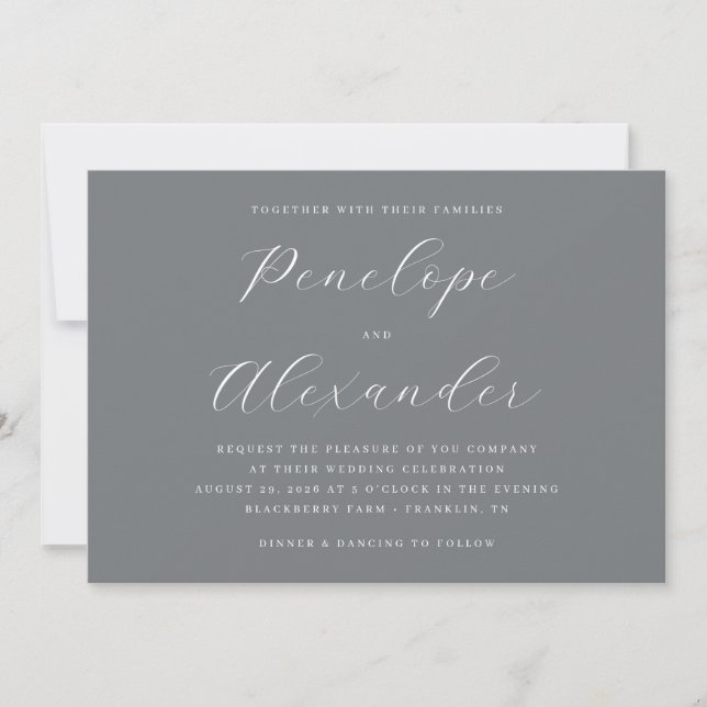 Sophisticated Gray Minimalist Calligraphy Invitation (Front)