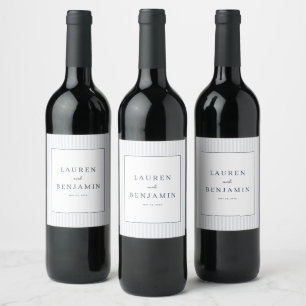 Sophisticated Gray Minimalist Stripes Wine Label