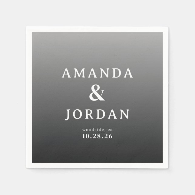 Sophisticated Gray Minimalist Typographic Napkin (Front)