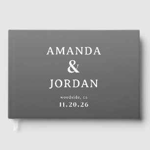 Sophisticated Gray Minimalist Wedding Guest Book