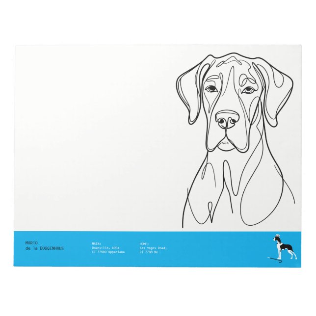 Sophisticated Great Dane on Pink Notepad (Front)