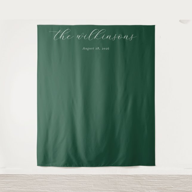 Sophisticated Green Calligraphy Tapestry (Front)