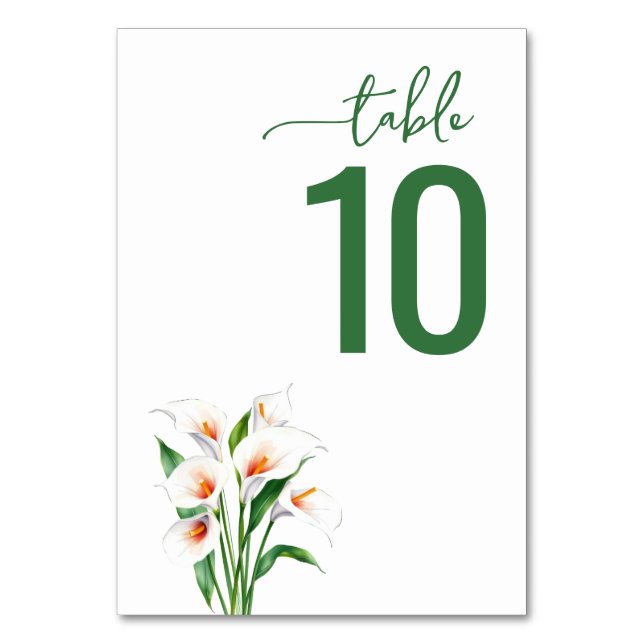 Sophisticated Green Floral Wedding Table Card (Front)