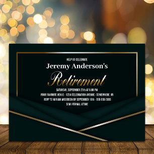 Sophisticated Green Gold Retirement Party Invitation